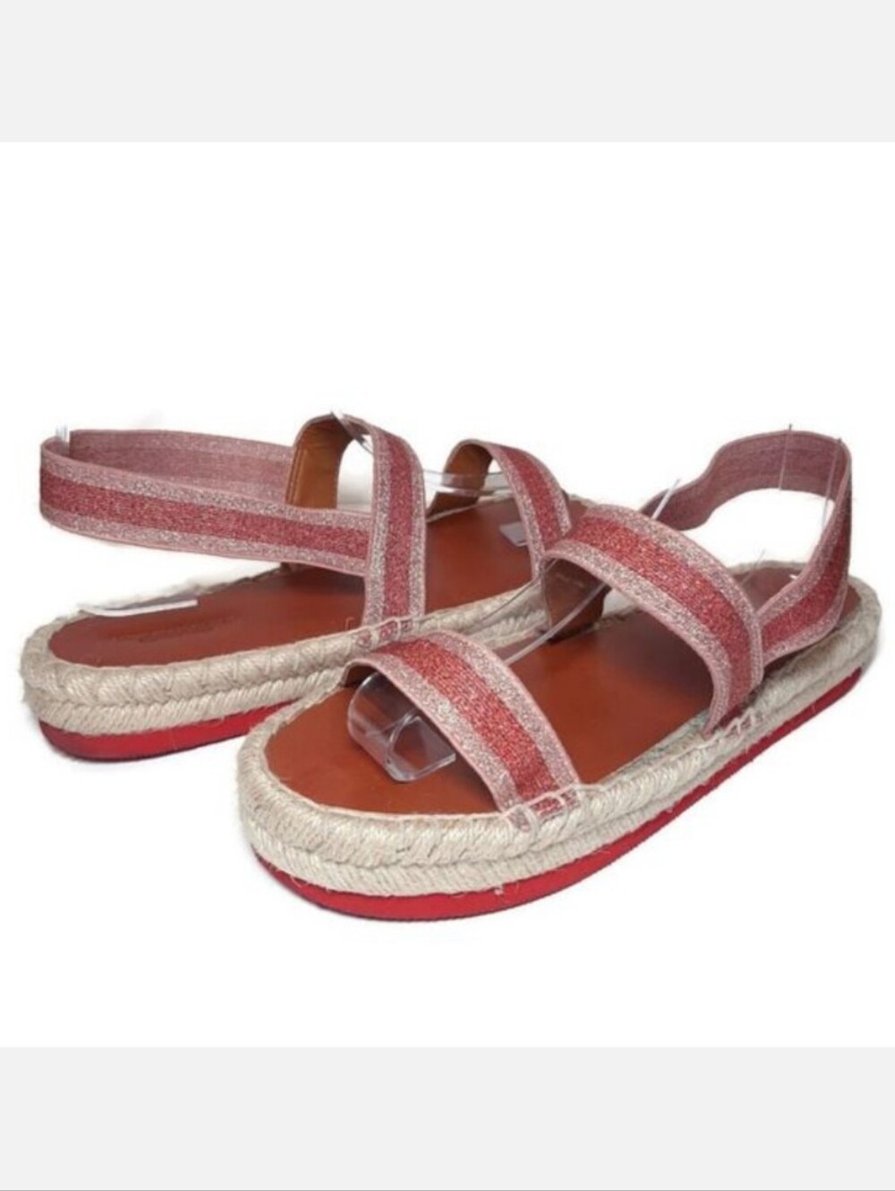 American Eagle Glitter Espadrille Platform Sandals Wide Stretchy Strap Size 9